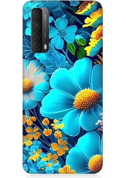 Huawei P Smart 2021 Uyumlu Silikon Kılıf Mavi Sarı Çiçekler