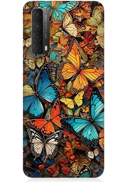 Huawei P Smart 2021 Uyumlu Silikon Kılıf Pastel Renkli Kelebekler