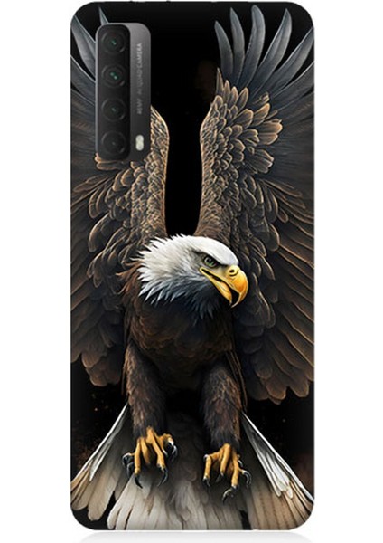 Huawei P Smart 2021 Uyumlu Silikon Kılıf Beyaz Başlı Kara Kartal