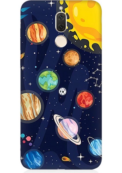 Huawei Mate 10 Lite Uyumlu Silikon Kılıf Gezegenler ve Yıldız Haritası