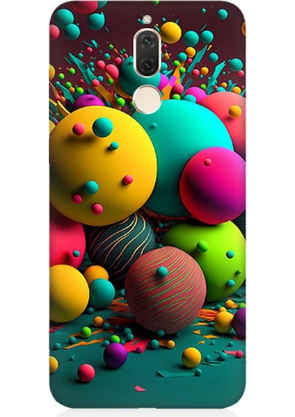 Huawei Mate 10 Lite Uyumlu Silikon Kılıf Renkli Küre Daireler