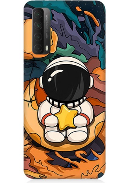 Huawei P Smart 2021 Uyumlu Silikon Kılıf Astranot Ay ve Yıldız