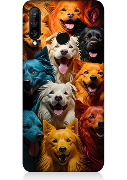 Huawei P30 Lite Uyumlu Silikon Kılıf Sevimli Köpekler