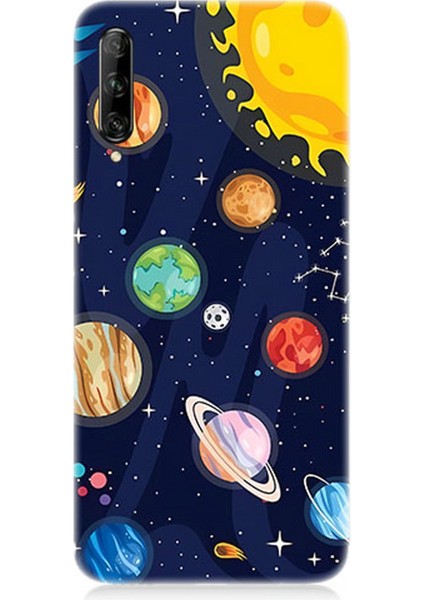 Huawei P Smart Pro Uyumlu Silikon Kılıf Gezegenler ve Yıldız Haritası