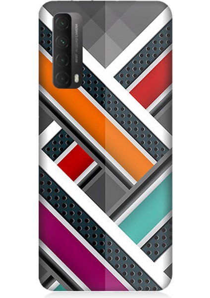 Huawei P Smart 2021 Uyumlu Silikon Kılıf Renkli Pastel Şeritler