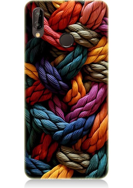 Huawei P20 Lite Uyumlu Silikon Kılıf Pastel Renkli Düğüm Ipler