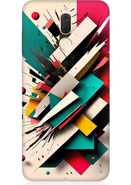 Huawei Mate 10 Lite Uyumlu Silikon Kılıf Renkli Geometrik Desenler
