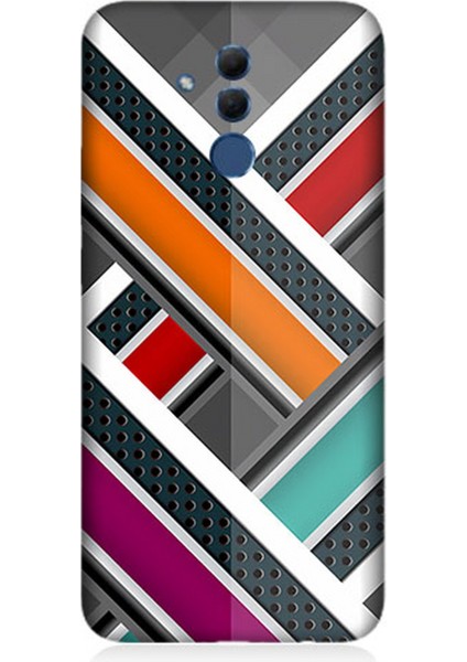 Huawei Mate 20 Lite Uyumlu Silikon Kılıf Renkli Pastel Şeritler