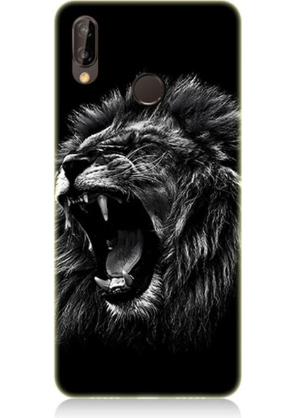 Huawei P20 Lite Uyumlu Silikon Kılıf Saldırgan Aslan