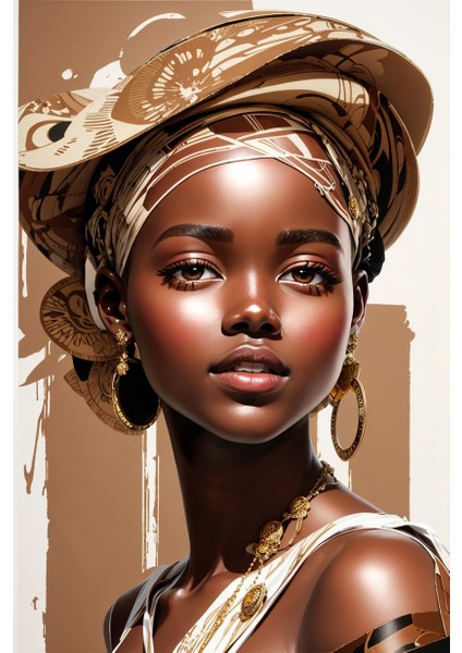 Renkli Baskılı Sayılarla Boyama Hobi Seti (Çerçeveli) 40X50 Cm: Afrika Güzeli 5