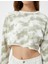 Batik Desenli Bisiklet Yaka Crop Sweatshirt 5