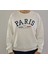 Oversize Model beyaz Baskılı Bisiklet Yaka Spor Şık 3 İplik Şardonsuz Sweatshirt 1