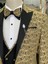Erkek Smokin Damatlık Jakarlı Kırlangıç Yaka Italyan Kesim Slim Fit Ceket Yelek Pantolon Papyon-Sarı 2