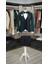 Erkek Smokin Damatlık Jakarlı Kırlangıç Yaka Italyan Kesim Slim Fit Ceket Yelek Pantolon Papyon-Yeşil 2
