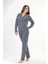 Ekstra Yumuşak Kumaş Uzun Kol Kadın Pijama Takım 98221 2