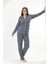 Ekstra Yumuşak Kumaş Uzun Kol Kadın Pijama Takım 98221 3