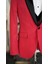 Erkek Smokin Damatlık Şal Yaka Italyan Kesim Slim Fit Ceket Yelek Pantolon Papyon-Kırmızı 5