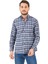 Erkek Mavi Kışlık Kareli Cepli Klasik Kesim Uzun Kollu Gömlek 1