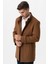 Grosseto 5061 Slim Fit Dik Yakalı Patlı Pamuklu Kaban Camel 2