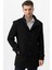 Grosseto 5061 Slim Fit Dik Yakalı Patlı Pamuklu Kaban Siyah 1