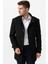 Grosseto 5061 Slim Fit Dik Yakalı Patlı Pamuklu Kaban Siyah 2