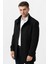 Grosseto 5061 Slim Fit Dik Yakalı Patlı Pamuklu Kaban Siyah 3