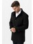 Grosseto 5061 Slim Fit Dik Yakalı Patlı Pamuklu Kaban Siyah 4