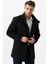Grosseto 5061 Slim Fit Dik Yakalı Patlı Pamuklu Kaban Siyah 5