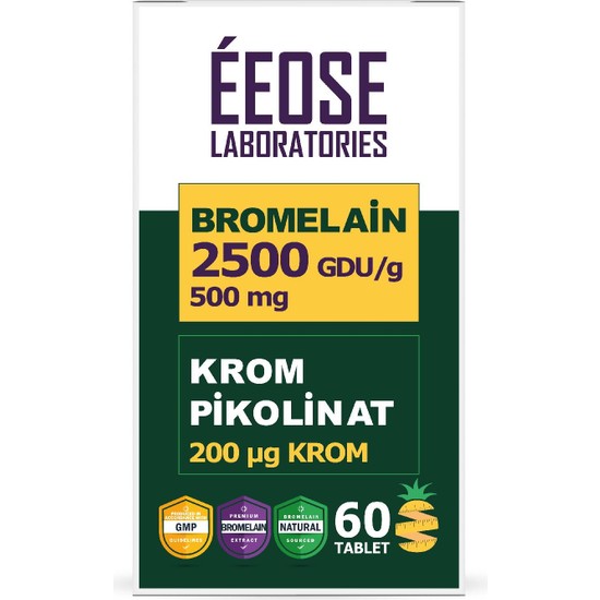 Eeose Bromelain (2500 Gdu/g) ve Krom Pikolinat 60 Tablet Fiyatı