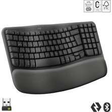 Logitech Wave Keys Kablosuz Bluetooth Dolgulu Avuç İçi Destekli Ergonomik Türkçe Q Klavye - Siyah