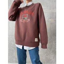 Qu Style  Nakış Işlemeli ,bisiklet Yaka ,oversize ,trend,şık,3  Iplik Şardonlu, Kadın Sweatshirt