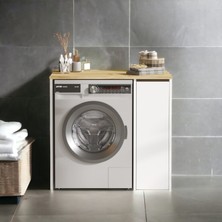 L'occi Concept Darell Çamaşır Makinesi Dolabı Çekmeceli Keçe-Beyaz Dl1-Wk