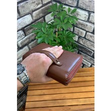 Guard Çift Fermuarlı Taba Hakiki Deri El Çantası Erkek / Kadın P3031