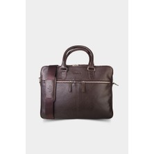 Guard 3 Bölmeli Kahverengi Hakiki Deri Evrak Çantası Erkek / Kadın P1794