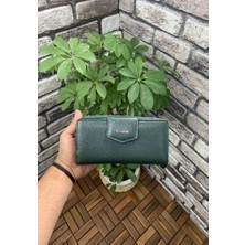Guard Yeşil Fermuarlı ve  Deri Patlı El Portföyü Cüzdan Erkek / Kadın P2214