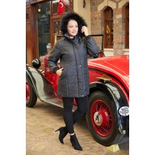 Rmg Büyük Beden Kapşonlu Siyah Mont