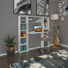 Kenzlife bilgisayar çalışma masası senna byz 140*130*20 kitaplıklı ofis sekreter laptop