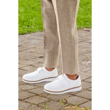 Kiko Kids Cırtlı Erkek Bebek Ayakkabısı Beyaz Mikrofiber Günlük Düz Taban