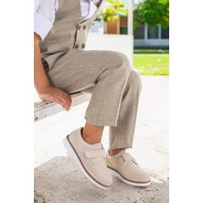 Kiko Kids Cilt Cırtlı Erkek Çocuk Günlük Ayakkabı Bej Suni Deri Düz Taban