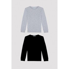 Unisex Uzun Kollu 2 li Çok Renkli T-shirt