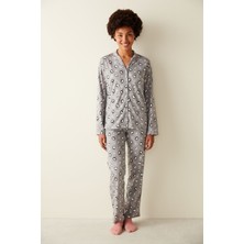 Penti Cute Penguin Desenli Uzun Kollu Gri Pijama Takımı