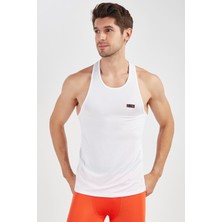 Maraton SlimFit Erkek Bisiklet Yaka  Beyaz Atlet