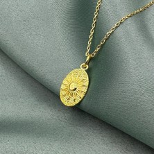 Jewel By Aila Güneş Antik Plaka Altın Kaplama Kadın Gümüş Kolye