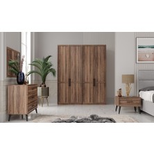 Liya 4 Kapılı Gardrop - Ceviz