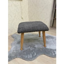 Asedia Trend Naturel Teddy Antrasit Ahşap Ayak Uzatma Pufu Makyaj Koltuğu Bench Tabure