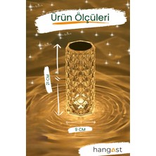 Hangast HL-004 Kristal 5V Şarjlı Masa Lambası LED Dokunmatik 3 Renkli Akrilik
