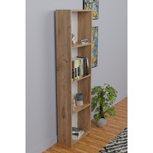 Cmkstore 5 Raflı Kitaplık Arkalıklı Dar Raf Kütüphane 170 cm Atlantik Çam