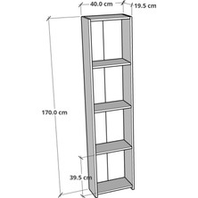 Cmkstore 5 Raflı Kitaplık Arkalıklı Dar Raf Kütüphane 170 cm Atlantik Çam