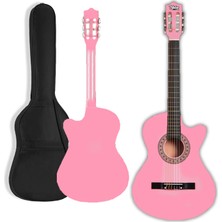 Midex CG-395PK Pembe Renk Kesik Klasik Gitar 4/4 Yetişkin Boy Sap Ayarlı Full Set