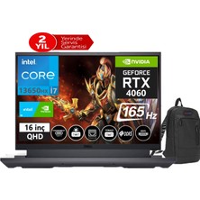 Dell Gaming G16 7630 Intel Core I7-13650HX  16GB Ddr5 Ram 1tb SSD 8gb RTX4060 140W 16 Inç 165HZ Qhd+ Freedos Taşınabilir Bilgisayar DG16763000502+WEBLEGELSINÇANTA